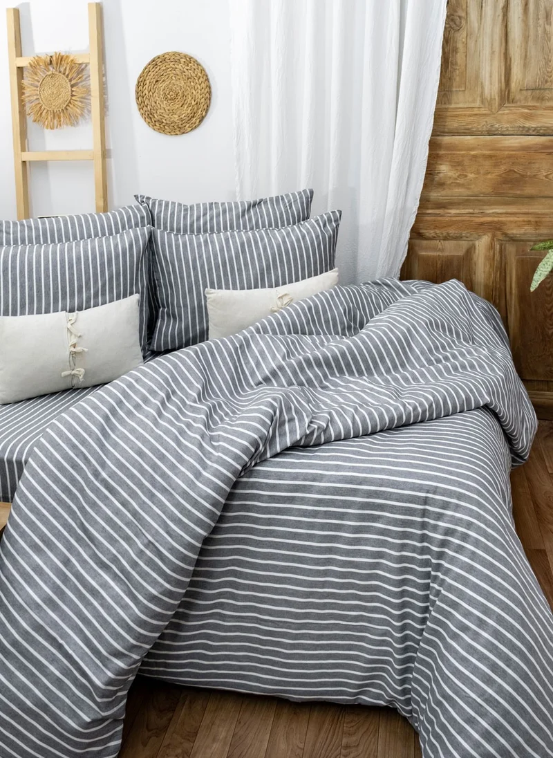 كاكا Authentic Natural Gray Cotton Double Duvet Cover Set