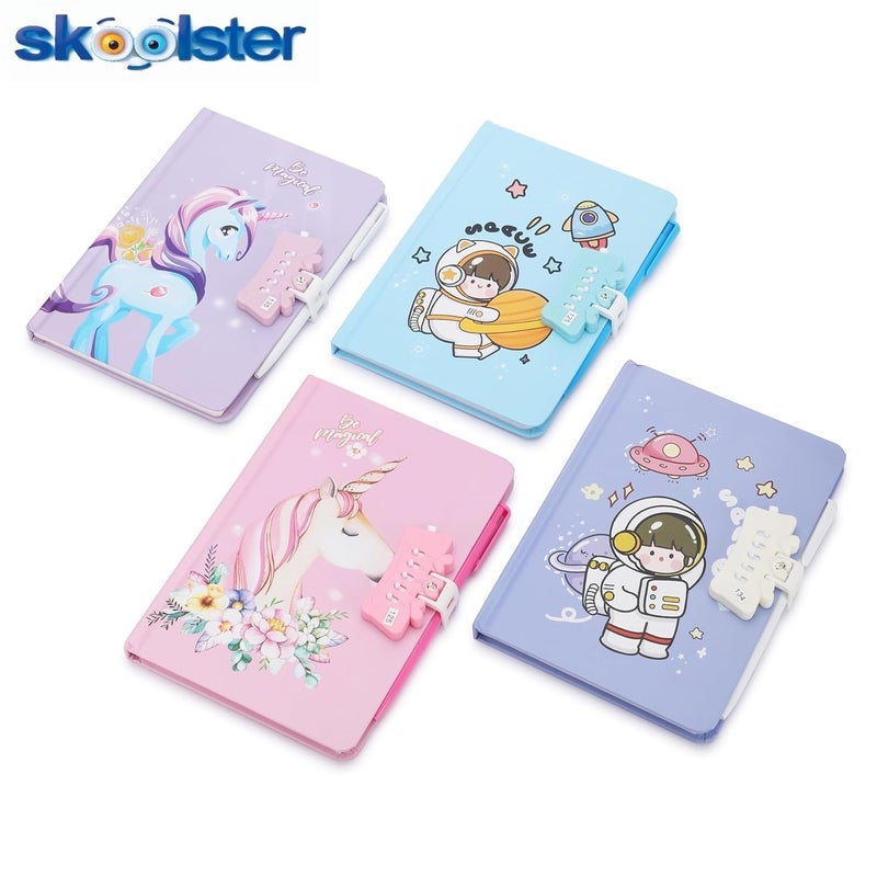 Skoolster Number Lock Diary/Notebook/journal with pen, A5 size, 80 gsm, 100 single ruled pages, Writing, scribbling, journaling, office use for kids & adults (Lilac) - Image 2