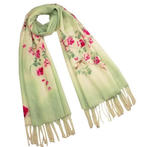 Dahlia Women's Wool Blend Scarfs, Wraps, and Shawls, Peach Tree in Bloom - Image 1
