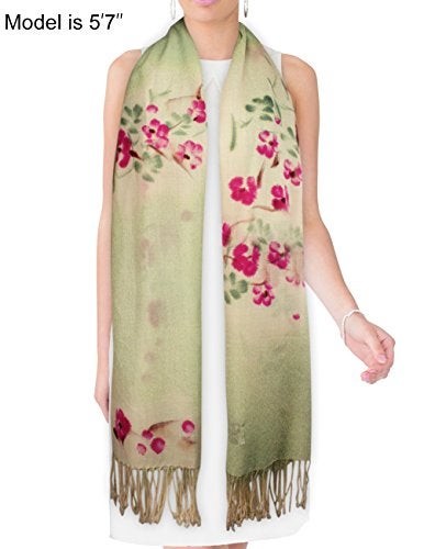 Dahlia Women's Wool Blend Scarfs, Wraps, and Shawls, Peach Tree in Bloom - Image 5