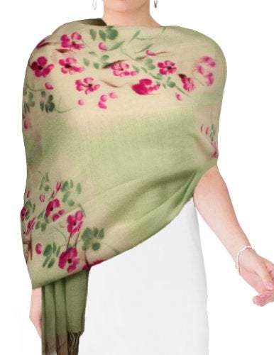Dahlia Women's Wool Blend Scarfs, Wraps, and Shawls, Peach Tree in Bloom - Image 3