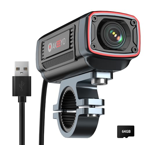 AKEEYO AKY-710S Motorcycle Camera 4K 28fps, 2K 55fps, Wide-Angle 142°, IP67, 5MP, Loop & Emergency Recording, Parking Monitor, Motorcycle Bike,Outdoor Sports, Rechargeable, 64GB Card Included - Image 1