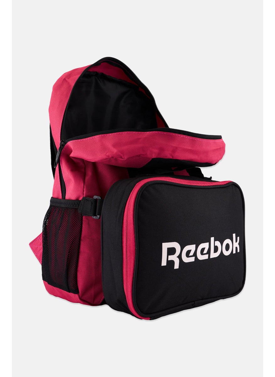 Reebok Kids Girl Brand Logo Backpack And Lunch Bag 41 H x 29 L x 8 W cm , Black/Pink  - Image 3