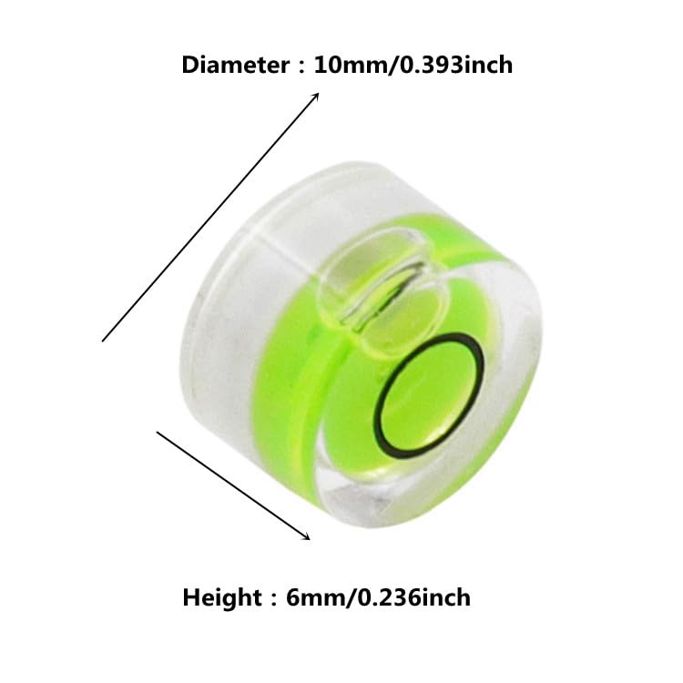 WOYISEPG 10Pcs Bubble Spirit Levels Mini Circular Bullseye Bubble Level Small Round Spirit Level Measuring Layout Tools (10x6mm, Non-Adhesive) - Image 4