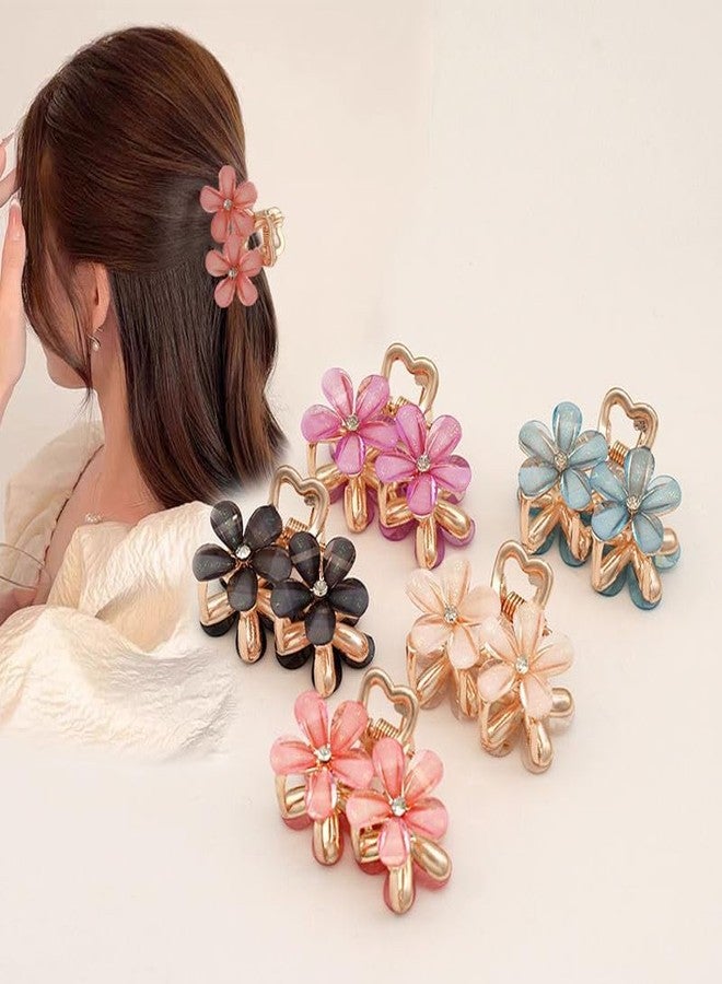 WECROO Elegant Floral Hair Clips Set, Crystal Rhinestone Decorated Flower Barrettes, Floral Hair Claw Clucher Clips with Daisy Flower Design for Women & Girls (Pack of 3) Multicolor - Image 1