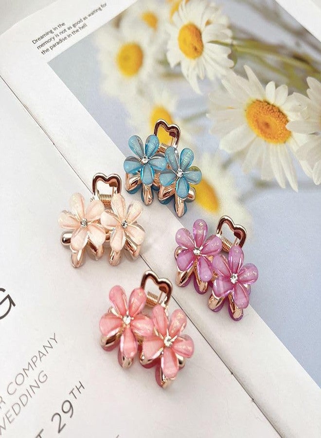 WECROO Elegant Floral Hair Clips Set, Crystal Rhinestone Decorated Flower Barrettes, Floral Hair Claw Clucher Clips with Daisy Flower Design for Women & Girls (Pack of 3) Multicolor - Image 2