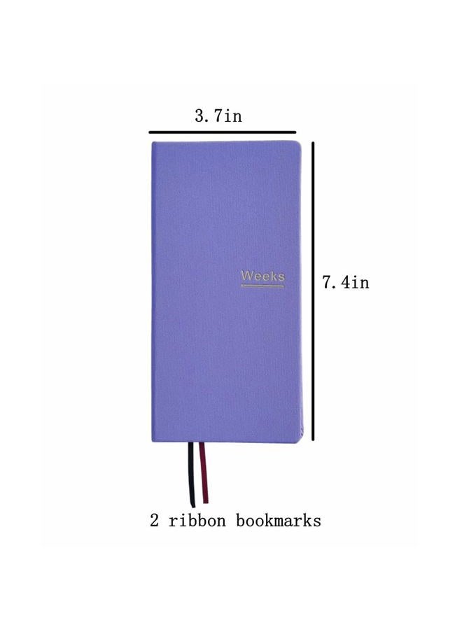receip Undated Weekly Planner Notebook Pocket Organizer Appointment Book Journal Notebook A6 Week Plan Notepad (Light Purple) - Image 2