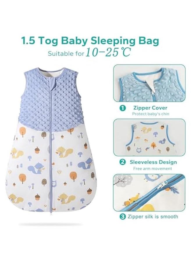 MIXDE Baby Sleep Bag, 1.5 Tog Cotton Sleep Sack 0-12 months Baby Wearable Blanket with one-Way Zipper,and Corner Guard, Baby Gown Newborn Cotton Nightgown  - Image 4