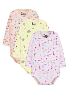 Funny Bunny Pack of 3 Cotton Long Sleeve Bodysuit for Baby  - Image 1