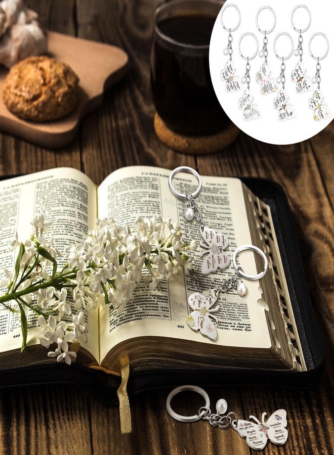 Siifert 12Pcs Christian Christmas Keychain Gift for Women Bulk Religious Scripture Inspirational Bible Prayers Church Gift(Butterfly) - Image 4