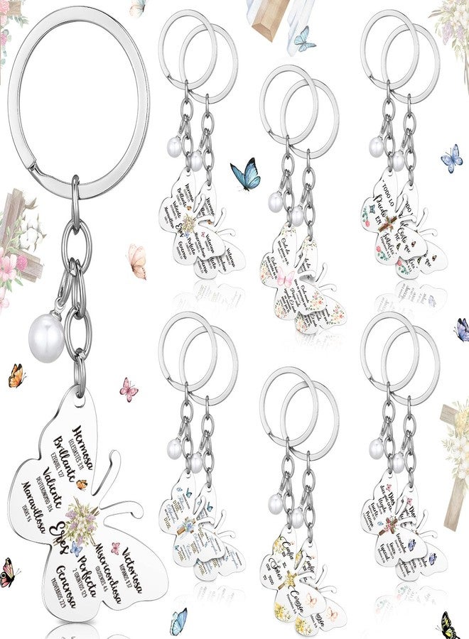Siifert 12Pcs Christian Christmas Keychain Gift for Women Bulk Religious Scripture Inspirational Bible Prayers Church Gift(Butterfly) - Image 1