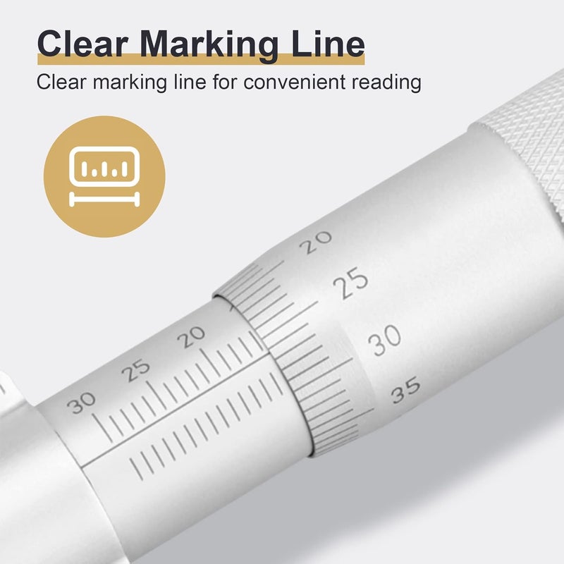 ZERONE Inside Micrometer Set, Internal Diameter Gage Hole Bore 5-30mm Range 0.01mm Accurate + Wrench + Calibration Ring + Wooden Box - Image 4