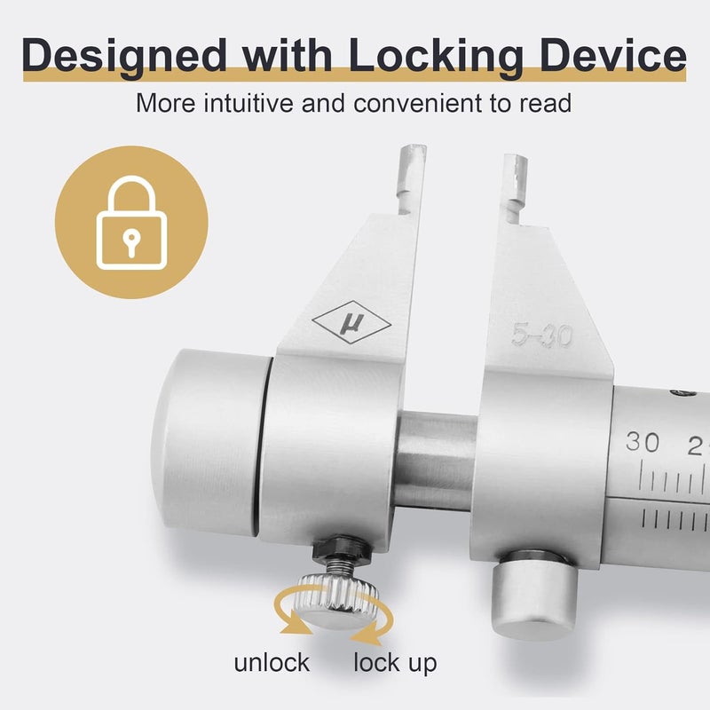 ZERONE Inside Micrometer Set, Internal Diameter Gage Hole Bore 5-30mm Range 0.01mm Accurate + Wrench + Calibration Ring + Wooden Box - Image 5