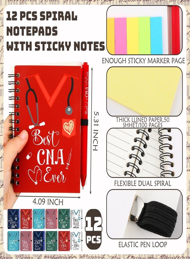Vesici 12 Set Christmas CNA Gifts Bulk CNA Inspirational Kraft Spiral Notebooks with Sticky Notes Pen Gift for Nursing Coworker Medical Staff Healthcare Office Supplies (6 Colors) - Image 2