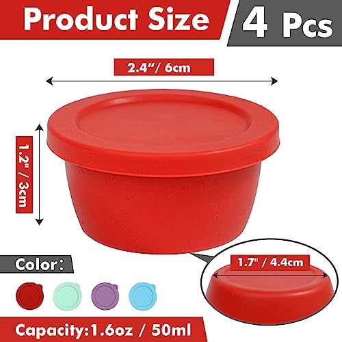 KOLUTI Nonstick Silicone 1.6oz Salad Dressing Container To Go, 4 Pcs Small Condiment Cup with Lid, Sauce Storage Box for Lunch Bento, Leak-proof, BPA Free, Dishwasher & Microwave & Oven Safe - Image 3