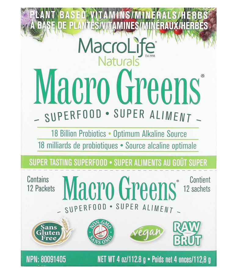 MacroLife Naturals Macro Greens Superfood 12 Packets 0.3 oz (9.4 g) Each