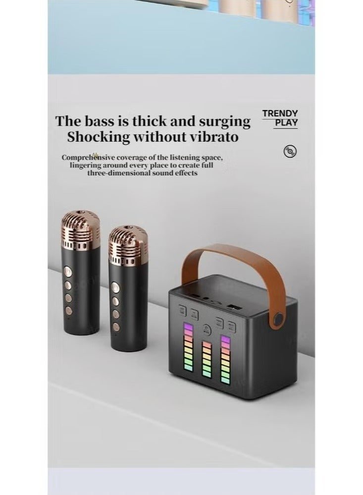 Mini Karaoke Machine with 2 Wireless Microphones Karaoke Machine for Adults and Kids with Wireless Microphones PA Speaker System for Family Party Singing - Image 2