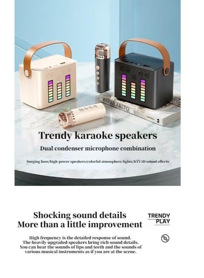 Mini Karaoke Machine with 2 Wireless Microphones Karaoke Machine for Adults and Kids with Wireless Microphones PA Speaker System for Family Party Singing - Image 3