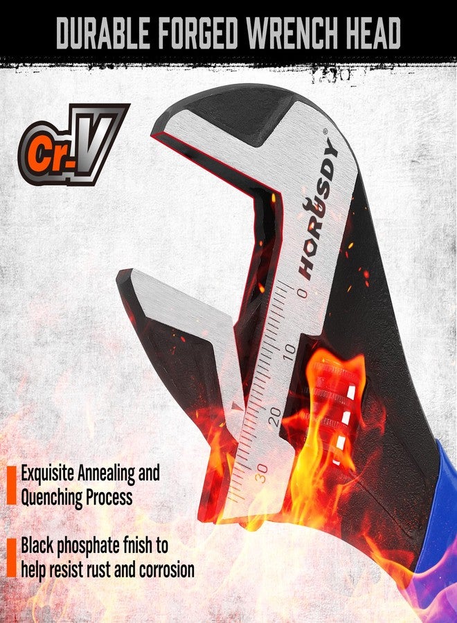 هورسدي طقم مفاتيح ربط قابلة للتعديل من هوروسدي، مكون من 3 قطع، مفتاح ربط أسود من أكسيد بفك عريض، بمقياس متري وSAE، مصنوع من فولاذ Cr-V، للاستخدام في المنزل والمرآب وورشة العمل - Image 4