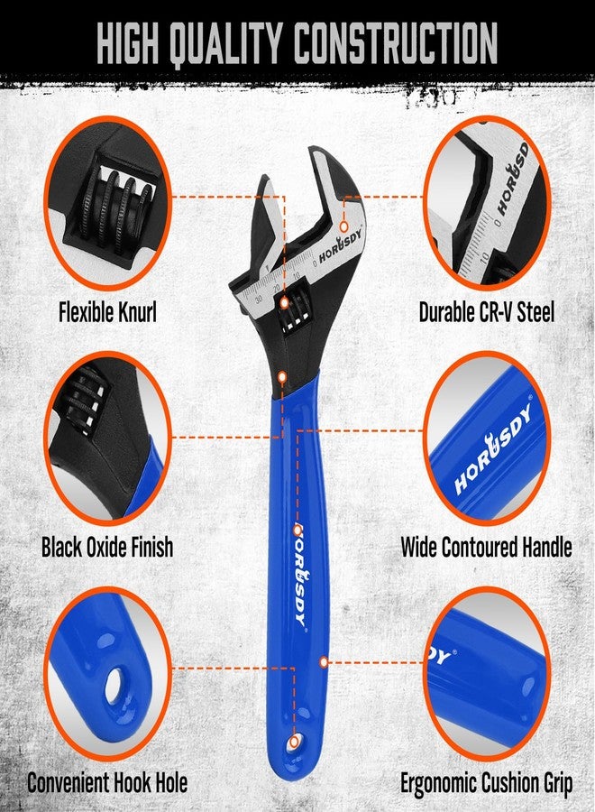 هورسدي طقم مفاتيح ربط قابلة للتعديل من هوروسدي، مكون من 3 قطع، مفتاح ربط أسود من أكسيد بفك عريض، بمقياس متري وSAE، مصنوع من فولاذ Cr-V، للاستخدام في المنزل والمرآب وورشة العمل - Image 5