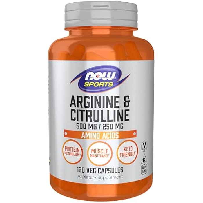 NOW Sports Nutrition, Arginine & Citrulline 500 mg/ 250 mg, Amino Acids, 120 Veg Capsules - Image 1