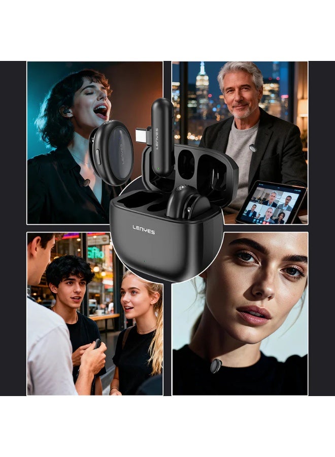 LENYES LM211-TC Ai Smart Lavalier USB-C Microphone, Black - Image 5