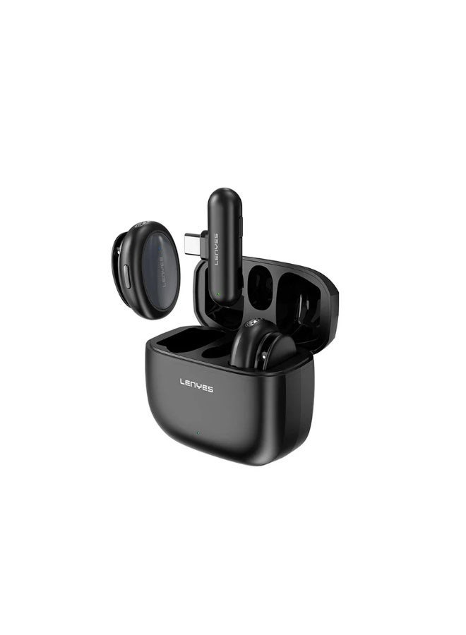 LENYES LM211-TC Ai Smart Lavalier USB-C Microphone, Black - Image 1