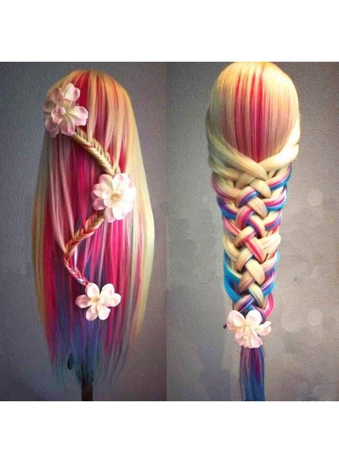 Beauty Star 29" Colorful Mannequin Head With 100% Syntheic Hair Professional Bride Hairdressing Cosmetology Doll Head Training Head With Table Clamp And Hair Styling Kit - Image 3