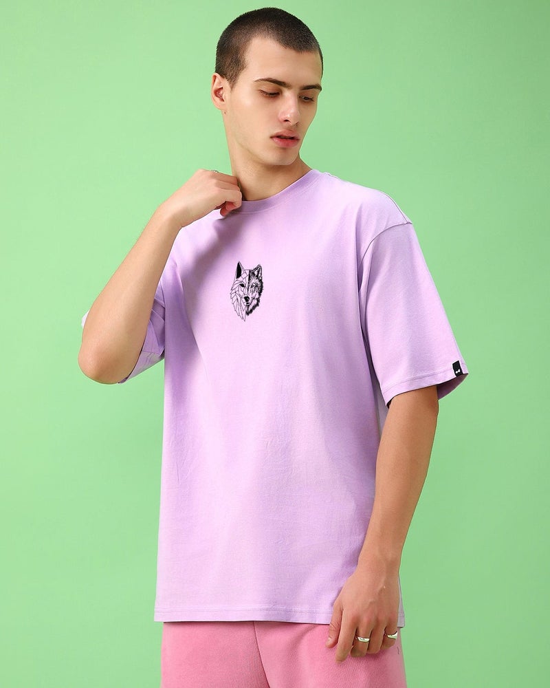bewakoof Men's Purple Beast Within Graphic Printed Oversized T-shirt - Image 4