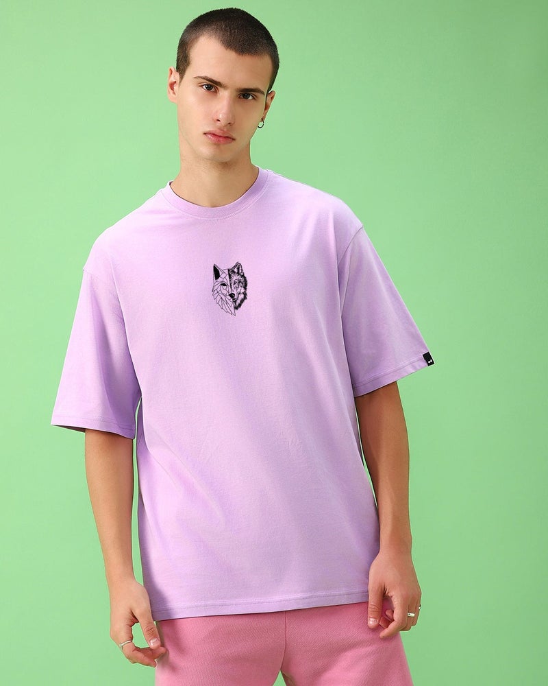 bewakoof Men's Purple Beast Within Graphic Printed Oversized T-shirt - Image 1