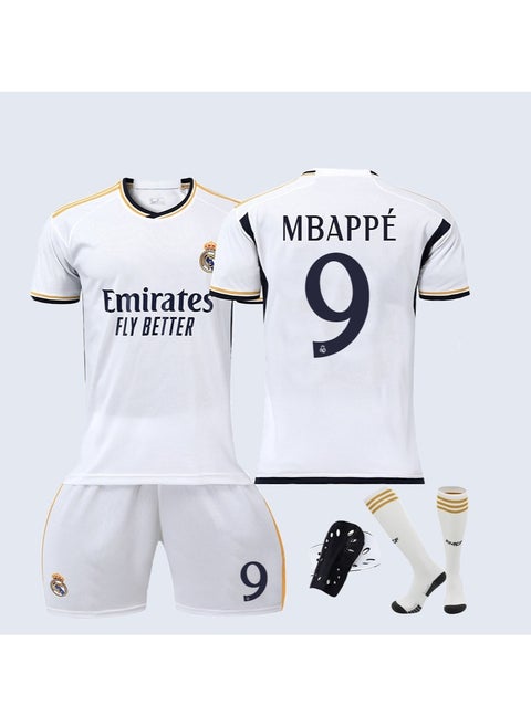Real Madrid No. 9 Mbappe Children's and Youth Football Uniform  Four-Piece Set
