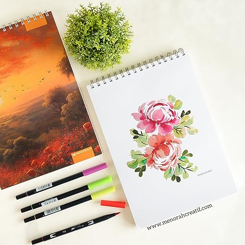 MENORAH - A4 Sketch Book - 140 GSM | (100 Pages/50 Sheets) | A4 Sketchbook | Metal Wire-O Bound Drawing Notebook | (21.0 x 29.7 cm)- Romantic Sunset Design - Image 5