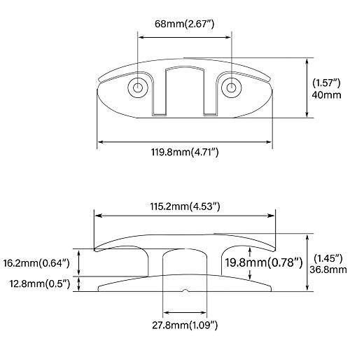 YUSOVE 4-1/2" Flip-up Dock Cleat Boat Cleat New Upgrade Marine Folding Cleat 316 Stainless Steel Folding Cleats for Boats,with Back Plate with Installation Accessories Fastener,Pack of 4 - Image 2