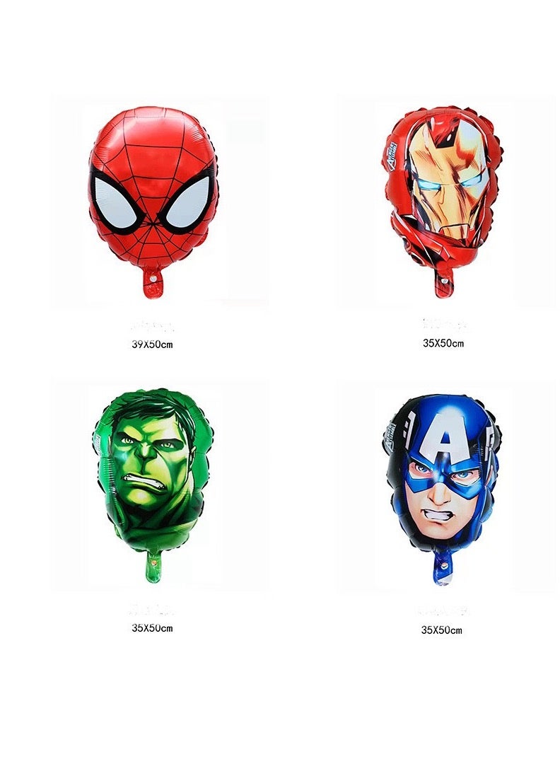 New arrival Animated cartoon shape Superhero foil balloon Superhero balloon set iron spider man captain hulk character head shape foil balloon for party kids toy 4pcs per set - Image 1
