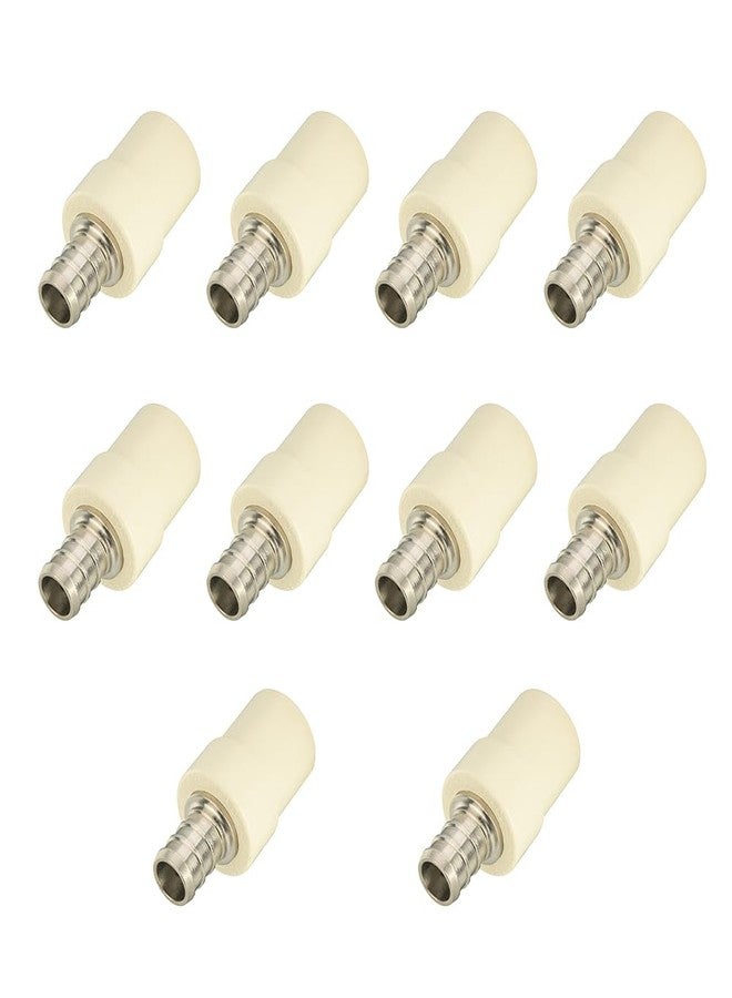 EFIELD (Pack of 10) 1/2" Pex x 1/2" CPVC Transition Coupling Barb Crimp Brass Fittings - Image 1