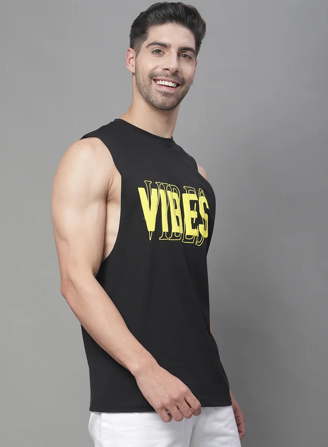 Styli Men Black Graphic Print Tank By Door74