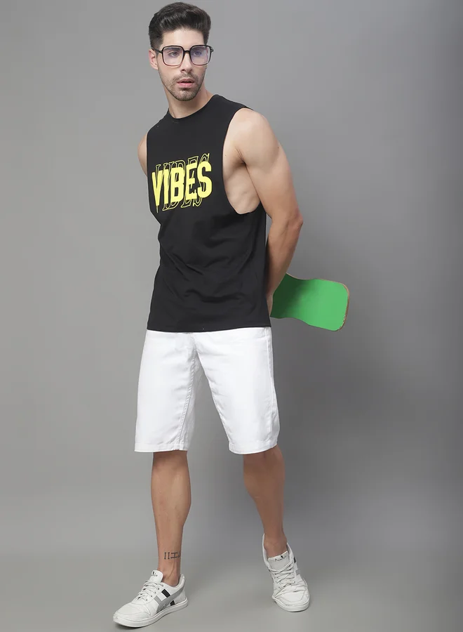 Styli Men Black Graphic Print Tank By Door74