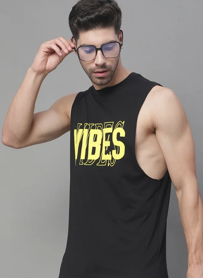 Styli Men Black Graphic Print Tank By Door74