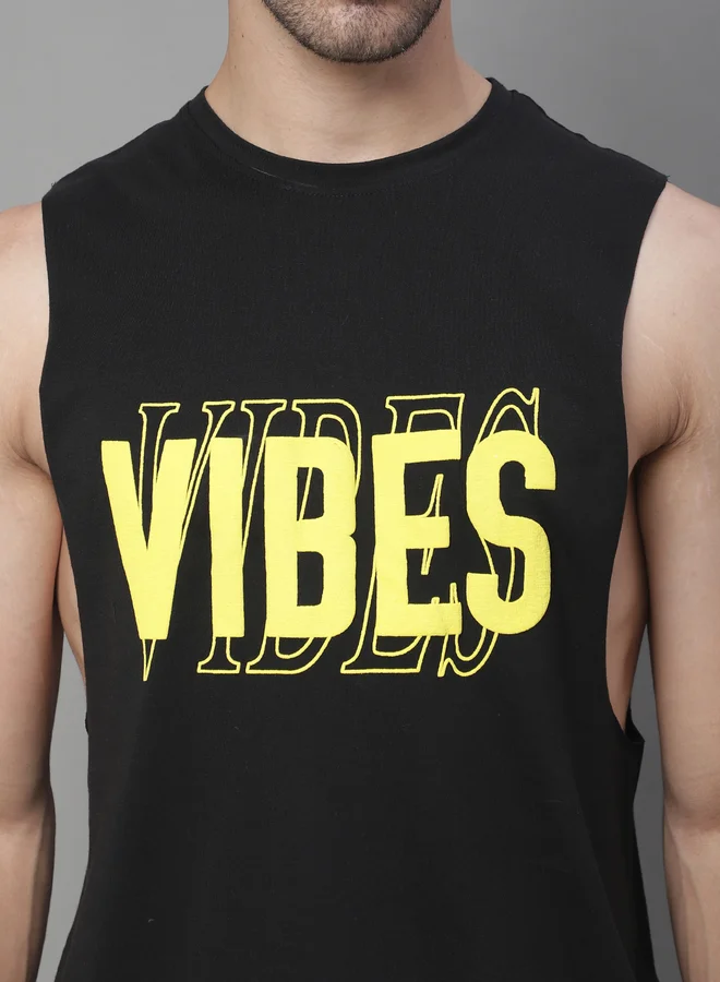 Styli Men Black Graphic Print Tank By Door74