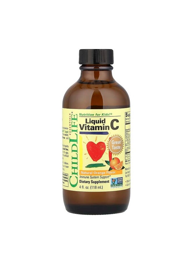 ChildLife Essentials, Liquid Vitamin C, Natural Orange, 4 fl oz (118 ml) - Image 1