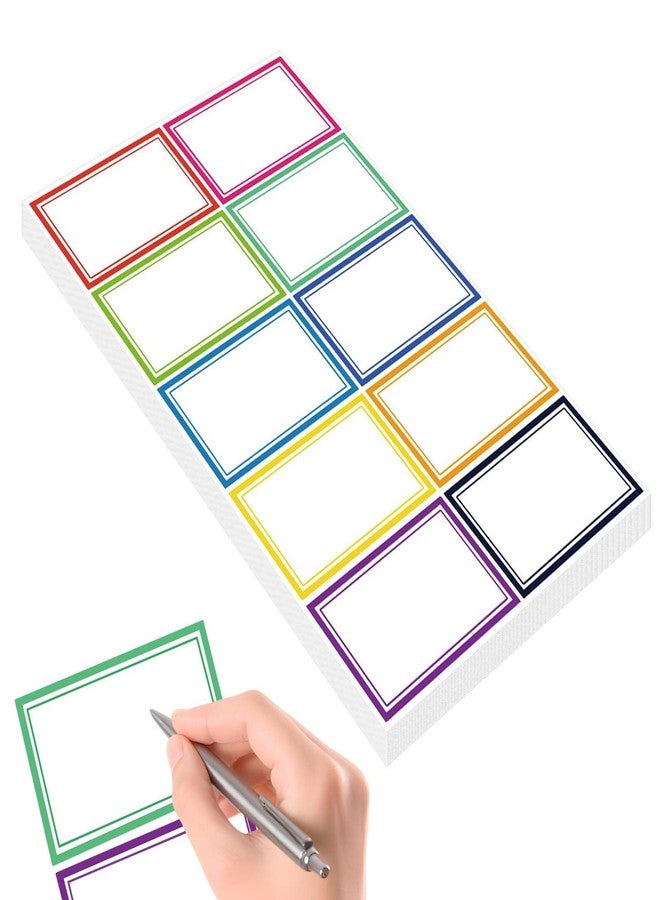 Dreecy 550 Pcs Name Tags Stickers, 3.5x2.25 inch Blank Name Labels Stickers, 10 Colors Double-line Nametags Name Tag Sticker for Kids, Classroom, School, Office, Conferences, Locker, School Supplies - Image 1