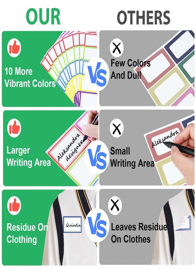 Dreecy 550 Pcs Name Tags Stickers, 3.5x2.25 inch Blank Name Labels Stickers, 10 Colors Double-line Nametags Name Tag Sticker for Kids, Classroom, School, Office, Conferences, Locker, School Supplies - Image 4