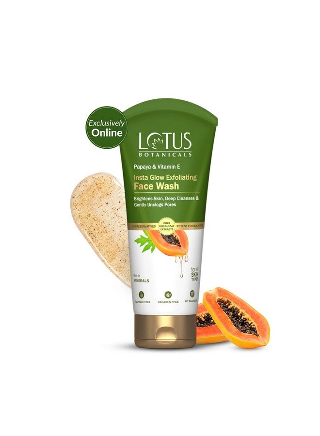 LOTUS BOTANICALS Lotus Botanicals Papaya & Vitamin E Insta Glow Exfoliating Face Wash | Brightens Skin | Deep Cleanses & Gently Unclogs Pores | Rich in MINERALS | Suitable for All Skin Types | 100ml  - Image 1