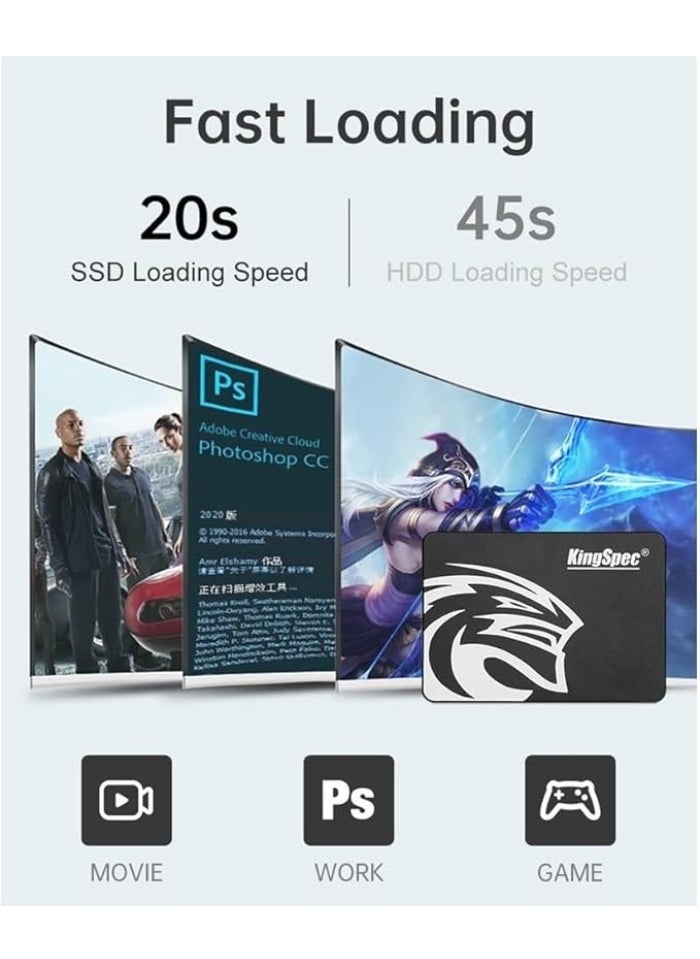 KingSpec - P3 Solid State Drive 2.5" SATA ||| 1TB SSD for Desktop, Laptop Computers And PS5 Xbox Shock-Resistant, Vibration-Resistant 3D NAND - Image 1