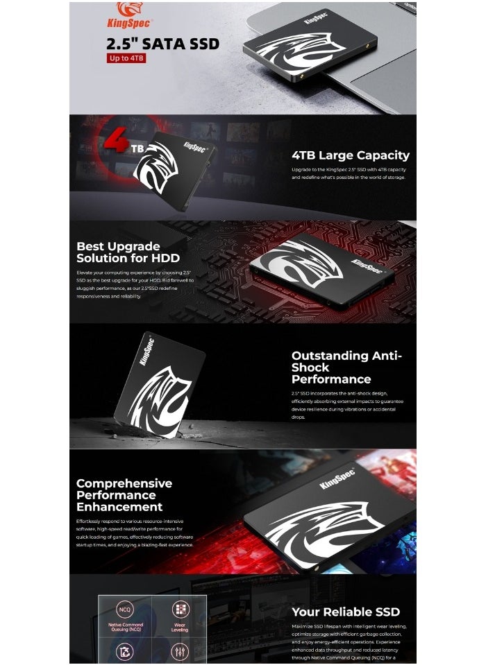 KingSpec - P3 Solid State Drive 2.5" SATA ||| 1TB SSD for Desktop, Laptop Computers And PS5 Xbox Shock-Resistant, Vibration-Resistant 3D NAND - Image 1