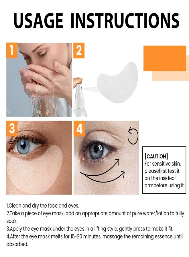 EELHOE 4 Pcs Highprime Collagen Film Eye Mask, Water Soluble Formula, Fade Dark Circles and Eye Lines, Lift and Tighten Mask - Image 5