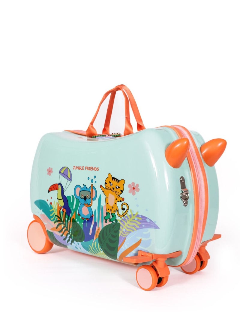 Milk&Moo MILK&MOO Rideable Kids Suitcase Jungle Friends, Fun and Safe, Durable, Spacious and Ergonomic Design, 360° Swivel Wheels, for Children Aged 2-6 Years, 21 L, Maximum Riding Weight 50 kg / 110 Lb  - Image 1