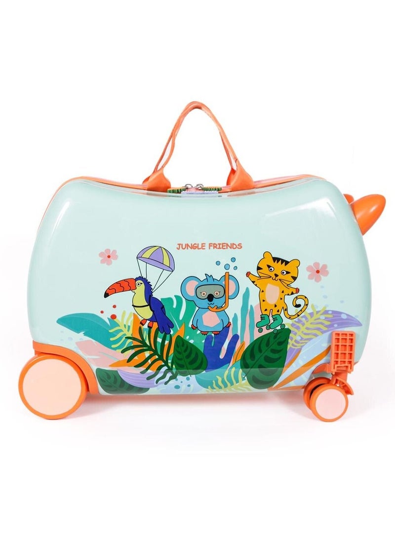 Milk&Moo MILK&MOO Rideable Kids Suitcase Jungle Friends, Fun and Safe, Durable, Spacious and Ergonomic Design, 360° Swivel Wheels, for Children Aged 2-6 Years, 21 L, Maximum Riding Weight 50 kg / 110 Lb  - Image 2
