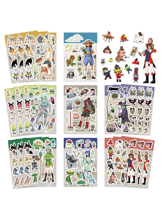 NIBEMINENT 8 Pcs Little Man Painting Deco Kit Waterproof Stickers, High Definition Printing Bright Colors, Suitable for Laptop Skateboard Luggage Water Bottle Guitar DIY - Image 1