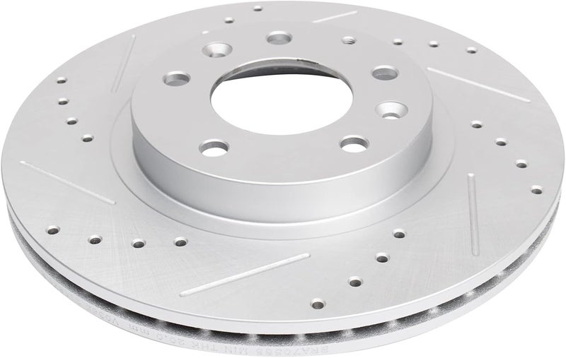 TRQ Front Performance Brake Rotors Set Premium G-Coated Cross Drilled & Slotted Compatible with 2006-2015 Mazda MX-5 Miata - Image 4